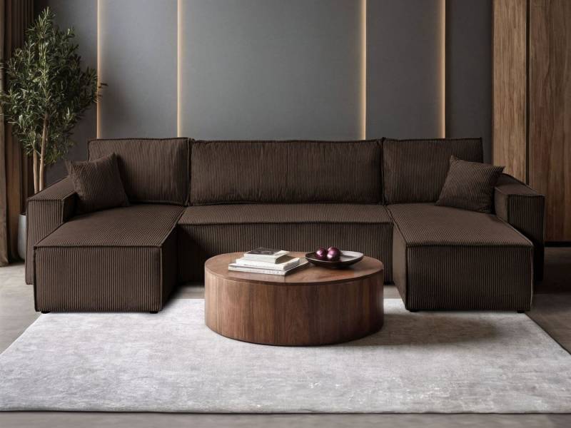 Lookway Wohnlandschaft CARLOS U CORD Gepolstertes Sofa in U-Form, Schlaffunktion von Lookway