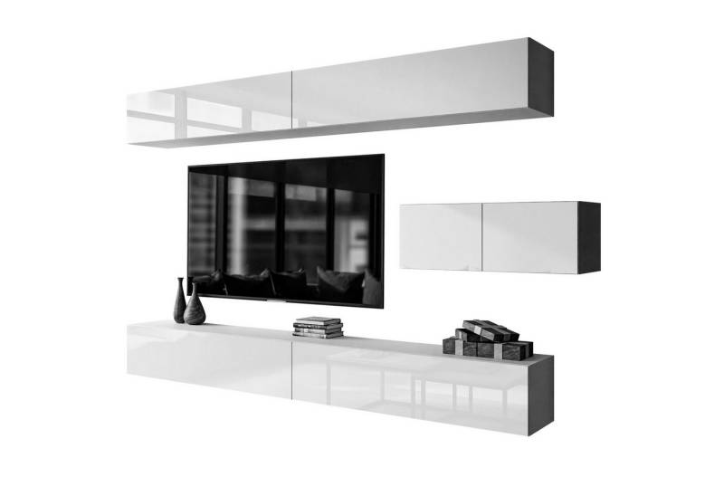 Lookway Wohnwand COLGANTE III weiß Hochglanz mit LED von Lookway