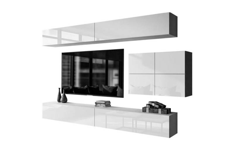 Lookway Wohnwand COLGANTE IV Elegante Hochglanz-Schrankwand mit LED Beluchtung, (6x TV-Schrank) von Lookway