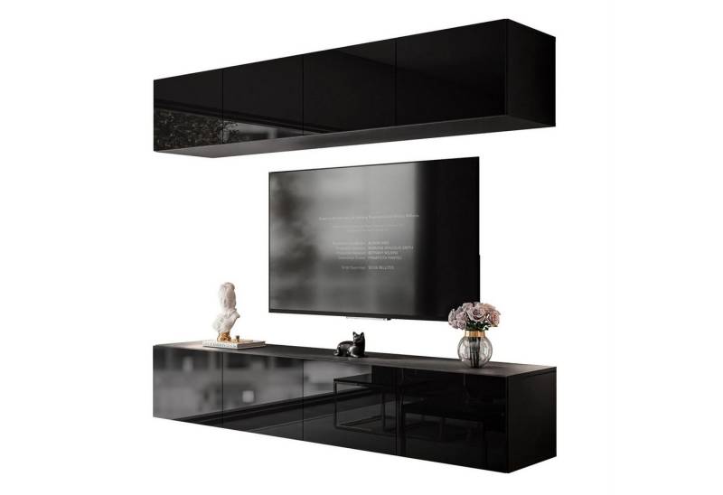 Lookway Wohnwand COLGANTE Schwarz Hochglanz mit LED von Lookway