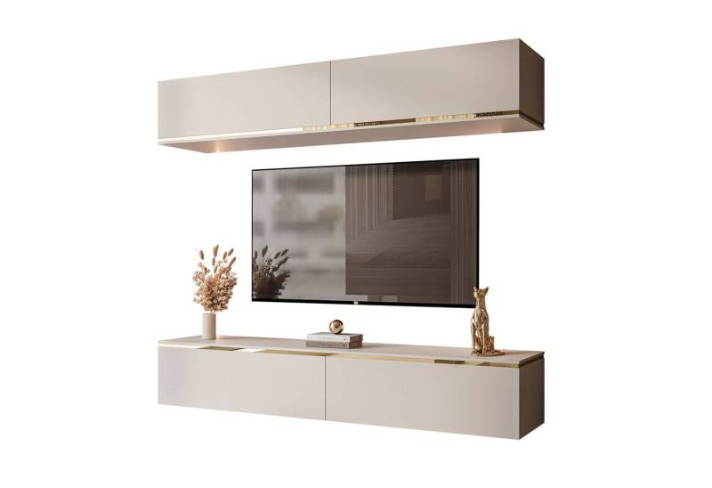 Lookway Wohnwand hängende AURORA Kaschmir mit LED, Fronten in Matt von Lookway