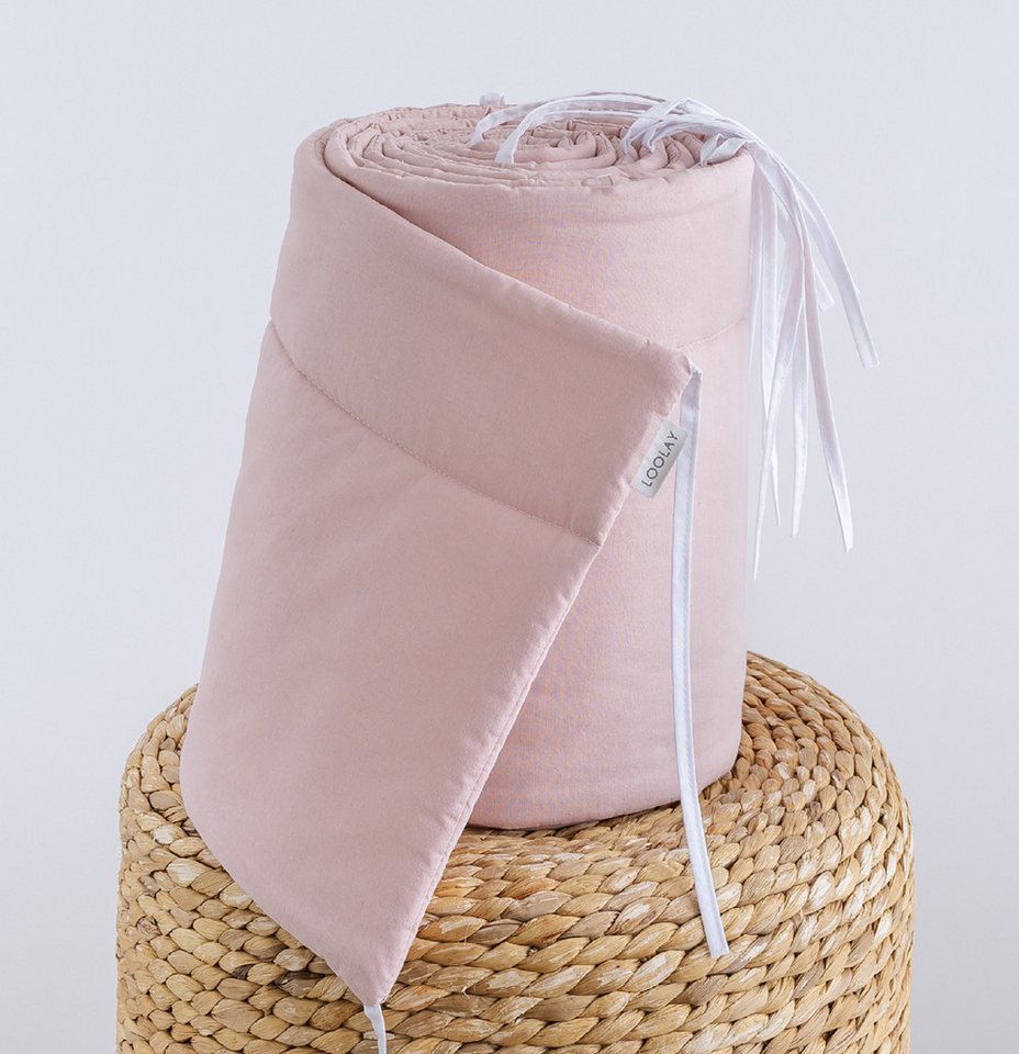 Loolay Bettnestchen ROSA Altrosa BIO-Baumwolle Atmungsaktives Babybett BETTUMRANDUNG, (Modern GESCHENK Ausstattung Erstausstattung für Neugeborene Mädchen, Umrandung Kopfschutz Bett Schutz Bettschlange 420, 360, 210, 180x30cm), LOOLAY® - 100% Europäische Stoffe und Kleinserien-Nähen!, Handmade! von Loolay