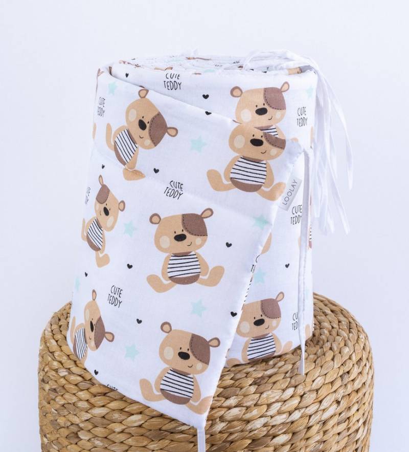 Loolay Bettnestchen TEDDY Bär Baumwolle Atmungsaktives Babybett BETTUMRANDUNG Teddybär, (Bett 140x70cm - 420, 210 cm, 120x60cm - 360, 180 cm, Babyaussttatung Umrandung Kopfschutz Kantenschutz Bettschlange), Super PREMIUM Baby GESCHENK - 100% Natural Baumwolle! Loolay Bettnestchen TEDDY Bär Baumwolle Atmungsaktives Babybett BETTUMRANDUNG Teddybär, (Bett 140x70cm - 420, 210 cm, 120x60cm - 360, 180 cm, Babyaussttatung Umrandung Kopfschutz Kantenschutz Bettschlange), Super PREMIUM Baby GESCHENK - 100% Natural Baumwolle! von Loolay