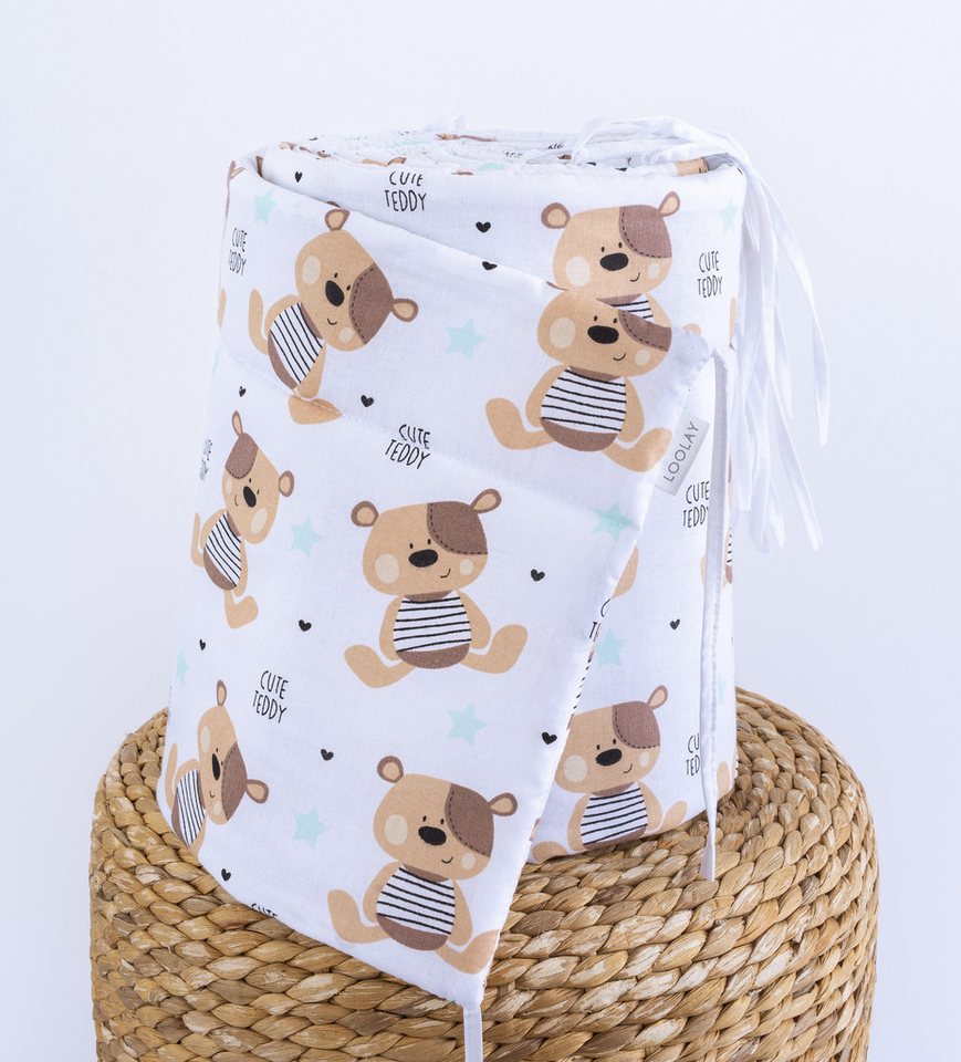 Loolay Bettnestchen TEDDY Bär Baumwolle Atmungsaktives Babybett BETTUMRANDUNG Teddybär, (Bett 140x70cm - 420, 210 cm, 120x60cm - 360, 180 cm, Babyaussttatung Umrandung Kopfschutz Kantenschutz Bettschlange), Super PREMIUM Baby GESCHENK - 100% Natural Baumwolle! Loolay Bettnestchen TEDDY Bär Baumwolle Atmungsaktives Babybett BETTUMRANDUNG Teddybär, (Bett 140x70cm - 420, 210 cm, 120x60cm - 360, 180 cm, Babyaussttatung Umrandung Kopfschutz Kantenschutz Bettschlange), Super PREMIUM Baby GESCHENK - 100% Natural Baumwolle! von Loolay