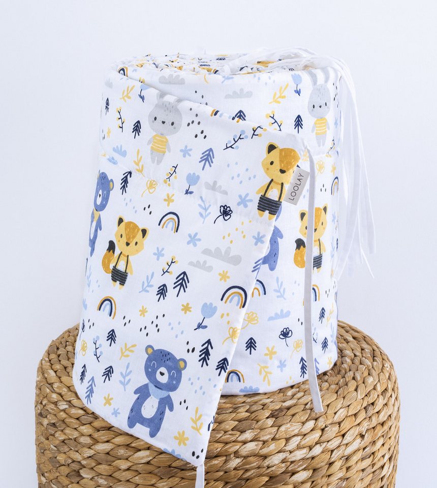 Loolay Bettnestchen WALD Tiere Baumwolle Atmungsaktives Babybett BETTUMRANDUNG Bär Fuchs, (Bett 140x70cm - 420, 210 cm, 120x60cm - 360, 180 cm, Babyaussttatung Umrandung Kopfschutz Kantenschutz Bettschlange), Super PREMIUM Baby GESCHENK - 100% Natural Baumwolle! Loolay Bettnestchen WALD Tiere Baumwolle Atmungsaktives Babybett BETTUMRANDUNG Bär Fuchs, (Bett 140x70cm - 420, 210 cm, 120x60cm - 360, 180 cm, Babyaussttatung Umrandung Kopfschutz Kantenschutz Bettschlange), Super PREMIUM Baby GESCHENK - 100% Natural Baumwolle! von Loolay