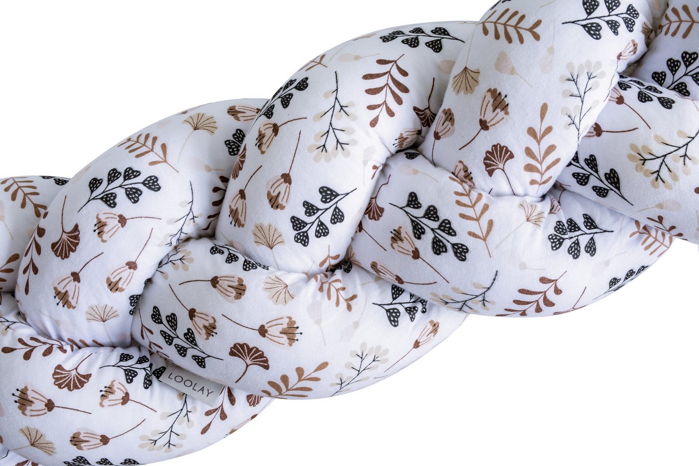 Loolay Nestchenschlange Geflochtenes Kissen Zierkissen Dekokissen Bettumrandung BRAUN Blumen, (Zugluftstopper Zugluft Schlange Wickeltischumrandung Babybett Kinderzimmer Schutz, Wohndeko Bettschlange 100 150 200 300 400 cm & Länge auf Anfrage), Zugluftstopper tolle Wohndekoration Geschenk von Loolay