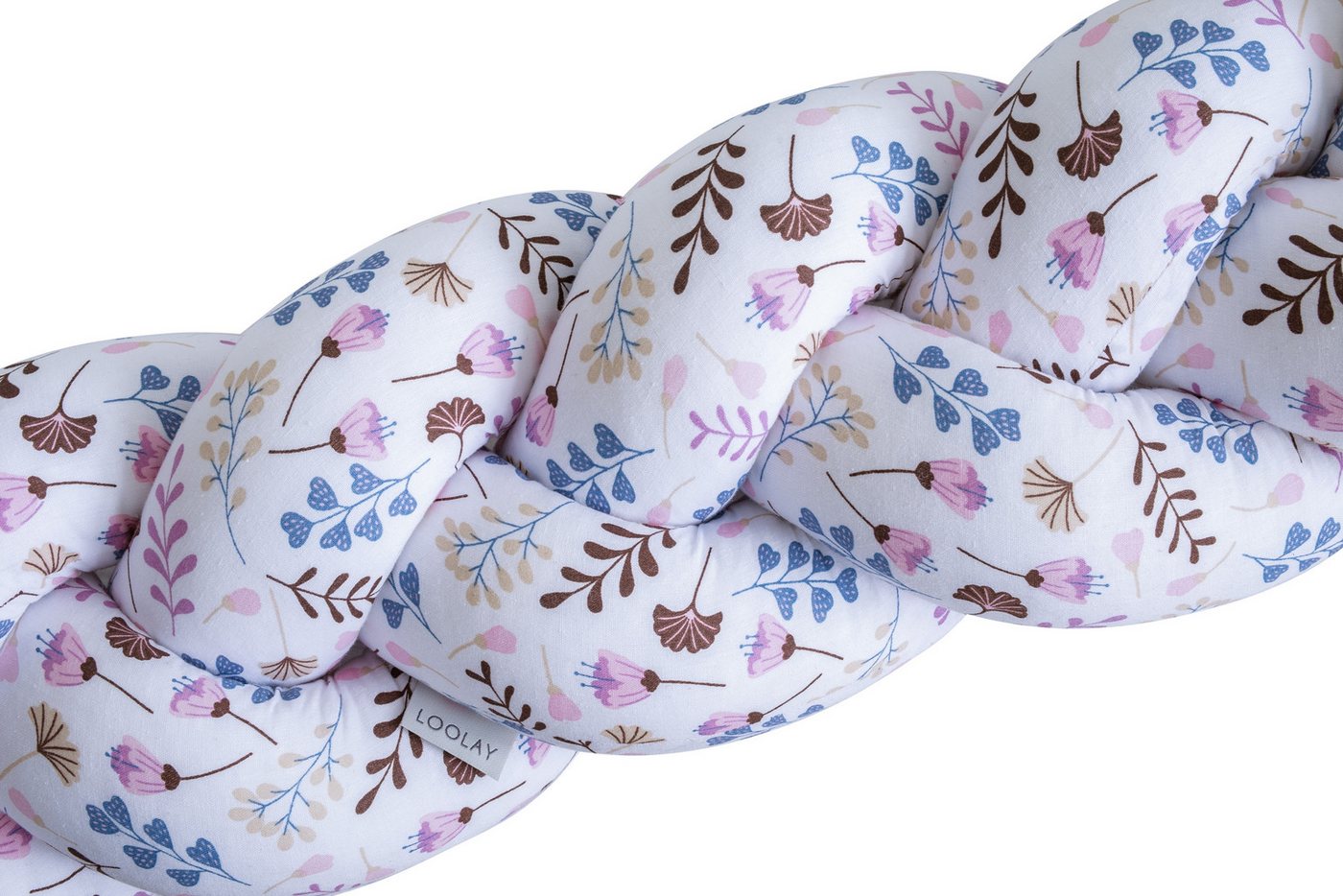 Loolay Nestchenschlange Geflochtenes Kissen Zierkissen Dekokissen Bettumrandung ROSA Blumen, (Zugluftstopper Zugluft Schlange Wickeltischumrandung Babybett Kinderzimmer Schutz, Wohndeko Bettschlange 100 150 200 300 400 cm & Länge auf Anfrage), Zugluftstopper tolle Wohndekoration Geschenk von Loolay