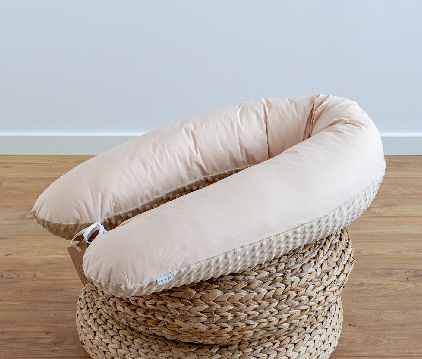 Loolay Seitenschläferkissen BEIGE Baumwolle/ MINKY Schwangerschaftskissen Stillkissen M/L o. L/XL, WEICH oder EPS Kügelchen Füllung, 170 oder 190 cm SIZE-Standard, Stillkissen + Kissenbezug abnehmbar mit Reißverschluss!, LOOLAY® 100% Europäische Stoffe und Kleinserien-Nähen! TOP Geschenk! von Loolay