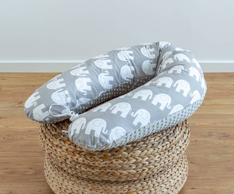 Loolay Seitenschläferkissen ELEFANT Baumwolle/ MINKY Schwangerschaftskissen Kissen Schlafen, WEICH oder EPS Kügelchen Füllung, 170 oder 190 cm SIZE-Standard, Stillkissen + Kissenbezug abnehmbar mit Reißverschluss!, LOOLAY® 100% Europäische Stoffe und Kleinserien-Nähen! SUPER Geschenk! von Loolay