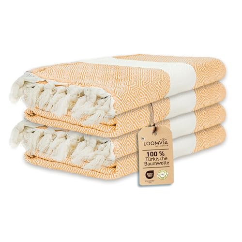 Loomvia | 4er Pack | Hamamtuch groß 100x180 aus 100% Baumwolle – Strandtuch, Saunatuch, Badetuch, Saunahandtuch | Saugstark & leicht | Saunatuch Damen & Herren für Strand, Sauna, Bad | Gold Loomvia | 4er Pack | Hamamtuch groß 100x180 aus 100% Baumwolle – Strandtuch, Saunatuch, Badetuch, Saunahandtuch | Saugstark & leicht | Saunatuch Damen & Herren für Strand, Sauna, Bad | Gold von Loomvia