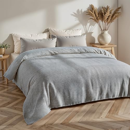 Loomvia Tagesdecke 170x220 cm aus 80% Baumwolle & 20% Bambus | Waffeloptik | Anthrazit | Weiche Sofadecke als Sommerdecke, Wohndecke & Sofa Überwurf | Decke für Couch & Bett von Loomvia
