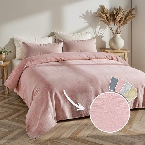 Loomvia Tagesdecke 2000x220 cm aus 80% Baumwolle & 20% Bambus | Waffeloptik | Pulverfarbe | Weiche Sofadecke als Sommerdecke, Wohndecke & Sofa Überwurf | Decke für Couch & Bett Loomvia Tagesdecke 2000x220 cm aus 80% Baumwolle & 20% Bambus | Waffeloptik | Pulverfarbe | Weiche Sofadecke als Sommerdecke, Wohndecke & Sofa Überwurf | Decke für Couch & Bett von Loomvia