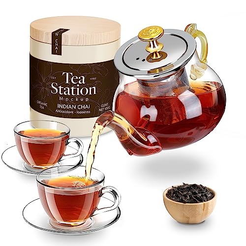 Glas-Teekanne Mit Edelstahlsieb - Hält Temperaturen Von -20 °C Bis 180 °C Stand, 400 ml, Für Herd, Mikrowelle Oder Spülmaschine Geeignet, 100% Handgefertigt von LoonTien BroHome