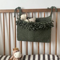 Gehäkelte Wandtasche Aus Baumwolle Boho Kinderzimmer Aufbewahrungstasche Mit Fransen von LoopingHome