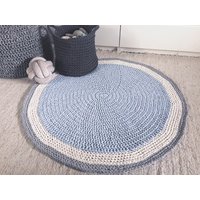 stricken Sie Runden Teppich, 3 Füße Baumwolle Baby Spielmatte, Moderner Kindergarten Häkeln Teppich von LoopingHome