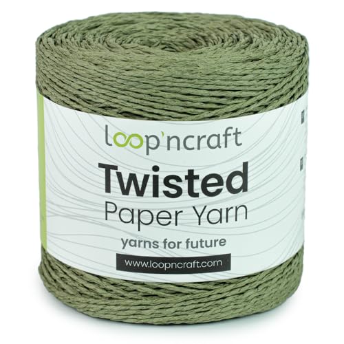 Loopncraft Papiergarn, Khaki-Farbe, 250m - 150g, Twisted Paper Yarn, Natürliches Papierkordel von Loopncraft