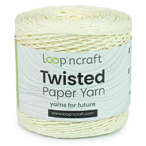Loopncraft Papiergarn, Naturfarbe, 250m - 150g, Twisted Paper Yarn, Natürliches Papierkordel von Loopncraft