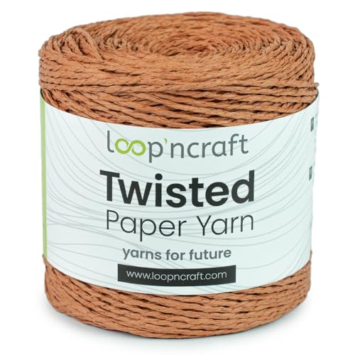 Loopncraft Papiergarn, Ziegelfarbe, 250m - 150g, Twisted Paper Yarn, Natürliches Papierkordel von Loopncraft