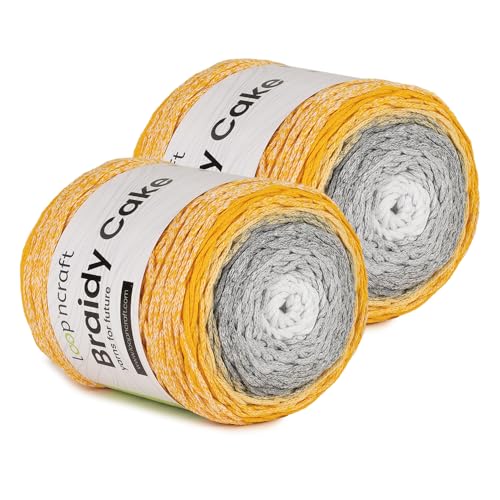 Makramee Cake Garn 2er Set, Citringelb, Loopncraft, 2 X 250m - 250g Farbverlaufsgarn, Recycling Garn Makramee Cake Garn 2er Set, Citringelb, Loopncraft, 2 X 250m - 250g Farbverlaufsgarn, Recycling Garn von Loopncraft