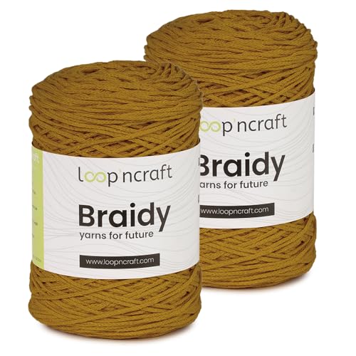 Loopncraft Makramee Garn 2er-Set Senffarbe, 2 X 2mm - 250m - 250g, Kettengarn, Braidy Garn, Recycling Loopncraft Makramee Garn 2er-Set Senffarbe, 2 X 2mm - 250m - 250g, Kettengarn, Braidy Garn, Recycling von Loopncraft