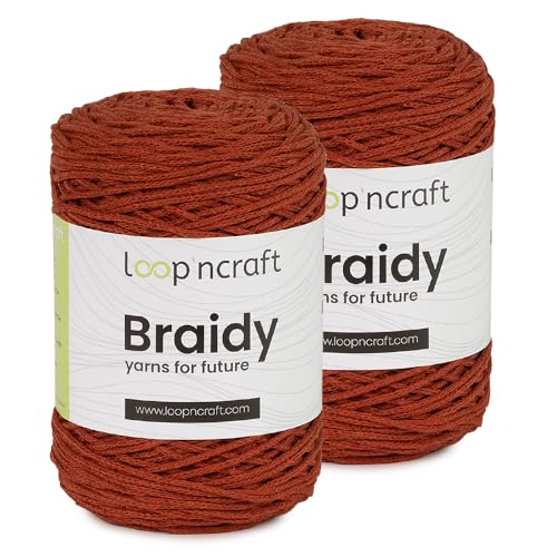 Loopncraft Makramee Garn 2er-Set Ziegelfarbe, 2 X 2mm - 250m - 250g, Kettengarn, Braidy, Recycling Loopncraft Makramee Garn 2er-Set Ziegelfarbe, 2 X 2mm - 250m - 250g, Kettengarn, Braidy, Recycling von Loopncraft