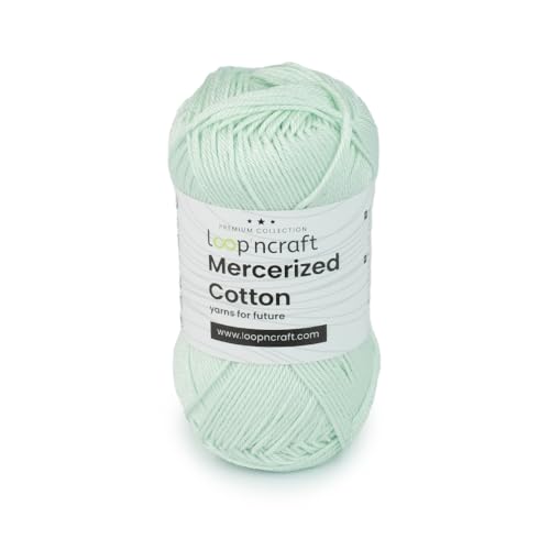 Mercerized Cotton, Pastell Mint, Loopncraft, 50g, Amigurumi Garn, Premium, 100% merzerisierte, gekämmte und gasierte Baumwolle von Loopncraft