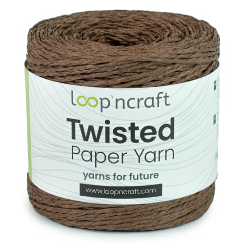 Papiergarn, Braun, Loopncraft, 250m - 150g, Twisted Paper Yarn, Natürliches Papierkordel von Loopncraft