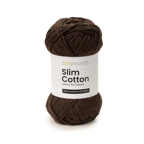 Slim Cotton, Dunkel Braun, Loopncraft, 50g, Amigurumi Baumwolle Garn, Recycling Garn von Loopncraft