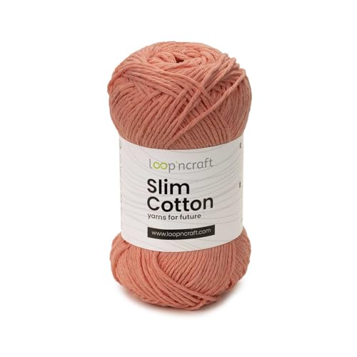 Slim Cotton, Lachsrosa, Loopncraft, 50g, Amigurumi Baumwolle Garn, Recycling Garn von Loopncraft
