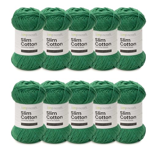 Slim Cotton 10er-Set, Benetton-Farbe, Loopncraft, 10 X 50g, Amigurumi Baumwolle Garn, Recycling Garn von Loopncraft