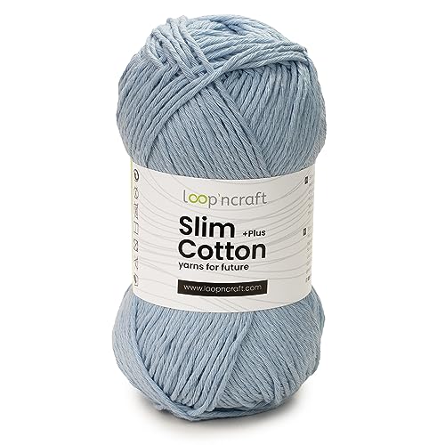 Slim Cotton Plus, Babyblau, Loopncraft, 100g, Amigurumi Baumwolle Garn, Recycling Garn von Loopncraft