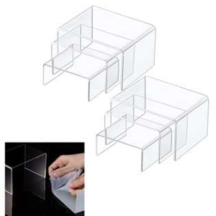 Acryl Podest,2 Sets Klare Acryl Display Risers, Schmuck Display Riser Shelf Showcase Leuchten (3 Größen) von Loopunk