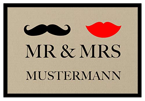 Fußmatte Mr. & Mrs. Inkl. Ihrem Nachnamen - Personalisierte Schmutzfangmatte von Loose Werbetechnik