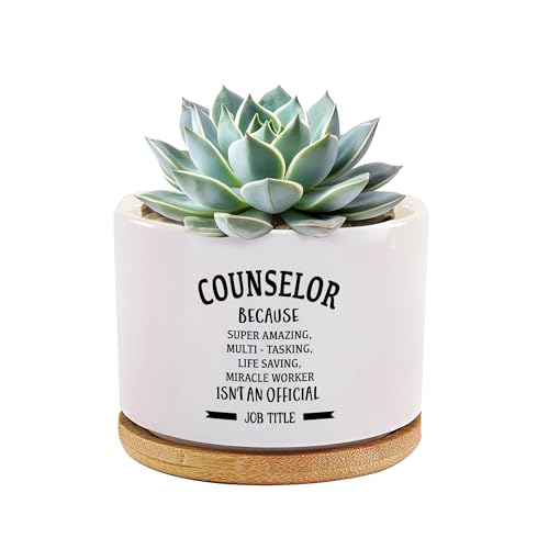 Counselor Because Miracle Worker Isn't an Official Job Counselor Gifts Mental Health Therapeuten School Counselor Ceramic Succulent Plant Pot with Bamboo Tray Round Home Office Decor 3.5 Inch White Counselor Because Miracle Worker Isn't an Official Job Counselor Gifts Mental Health Therapeuten School Counselor Ceramic Succulent Plant Pot with Bamboo Tray Round Home Office Decor 3.5 Inch White von Loovelo