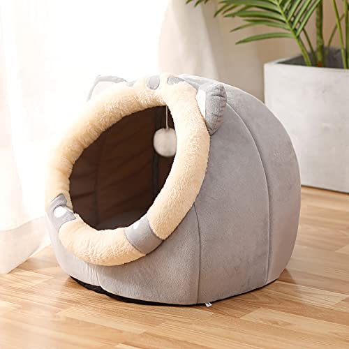 Loozykit Katzenhöhle Katzenbett Super Weichem Katzen Haus Flauschig Haustierbett Komfortabel Sofa Bett für Katzen Kätzchen Hund Kaninchen(Katzengrau，S) von Loozykit