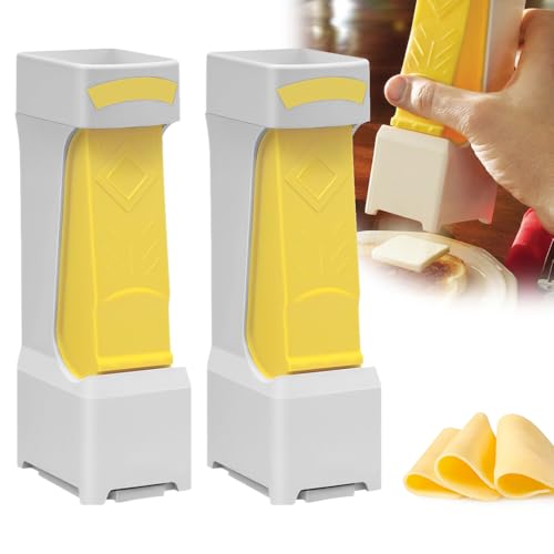 Lopreg One Touch Butter Cutter, Handlicher Butterschneider mit Edelstahlklinge, Wiederverwendbarer Butterschneider, Butterkäseschneider,One Click Butterspender für Käse und Brot (2) von Lopreg