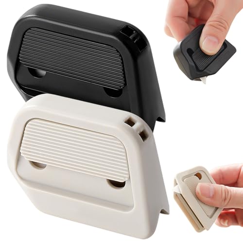 Mini Ceramic Paper Cutter, Cutter mit Keramik Sicherheitsklinge, Automatischer Abpraller Keramik Cutter, Mini Cutter mit Schlüsselbundloch und Integriertem Magnethalter (Khaki+Schwarz) von Lopreg