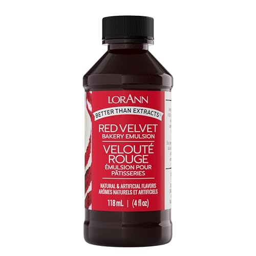 LorAnn Bakery Emulsion Red Velvet Backemulsion Lebensmittelaroma Ideal zum Backen von Kuchen Keksen Plätzchen und für Füllungen wie Zuckerguss und Desserts - 118ml von LorAnn