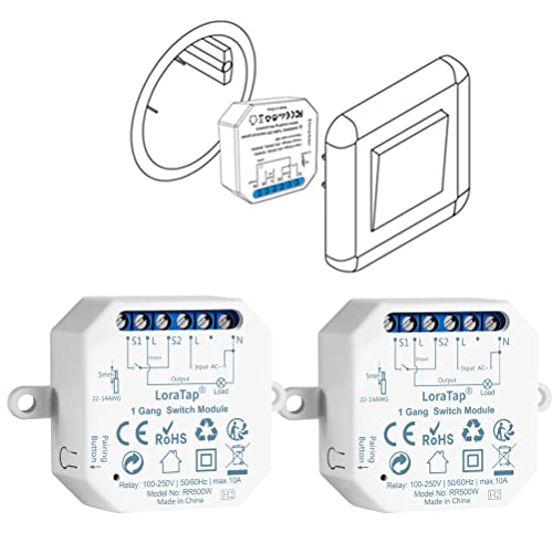 LoraTap 2er Pack WiFi Relais Schalter, Kompatibel mit Alexa & Google Assistant, 2300W 10A, Beibehaltung des vorhandenen Schalters, Aufputz/Unterputz, Smart Home Fernsteuerung LoraTap 2er Pack WiFi Relais Schalter, Kompatibel mit Alexa & Google Assistant, 2300W 10A, Beibehaltung des vorhandenen Schalters, Aufputz/Unterputz, Smart Home Fernsteuerung von LoraTap