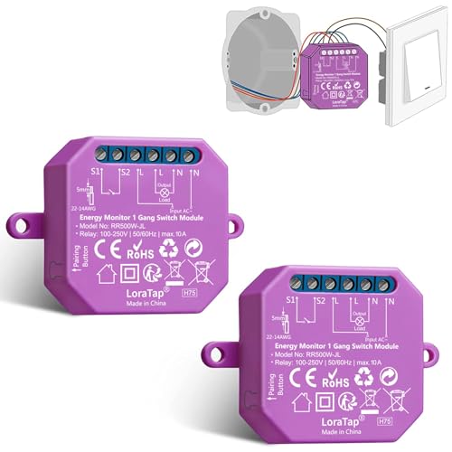 LoraTap 2er WLAN-Schalter Modul Pro, mit Verbrauchszähler, Wechselschalter, Relais, 1150 W, 5 A, intelligenter Schalter, Fernbedienung Smart Life, kompatibel mit Alexa LoraTap 2er WLAN-Schalter Modul Pro, mit Verbrauchszähler, Wechselschalter, Relais, 1150 W, 5 A, intelligenter Schalter, Fernbedienung Smart Life, kompatibel mit Alexa von LoraTap