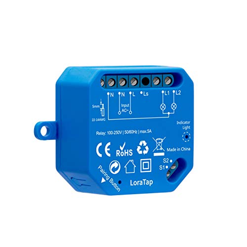 LoraTap Dual 2-Kanal WLAN-Relais Schalter WIFI-Modul für Lichtschalter für die Steuerung von zwei Geräte oder Leuchten, kompatibel mit Alexa von LoraTap