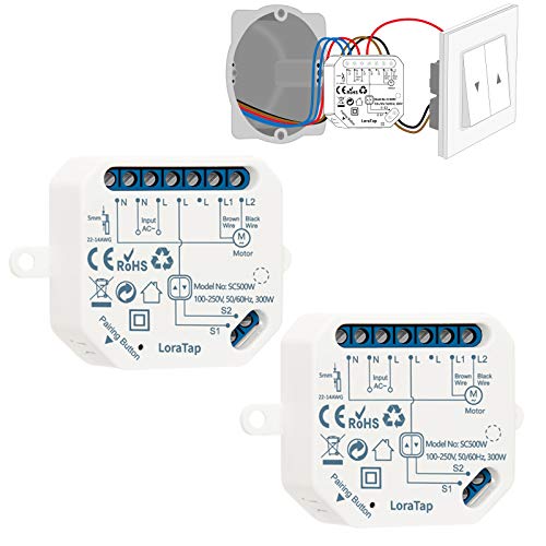 LoraTap Elektrischer Rolladenaktor für Smart Home: WLAN Rolladensteuerung, kompatibel mit Alexa & Home Assistant, intelligenter Jalousieaktor, 2er von LoraTap