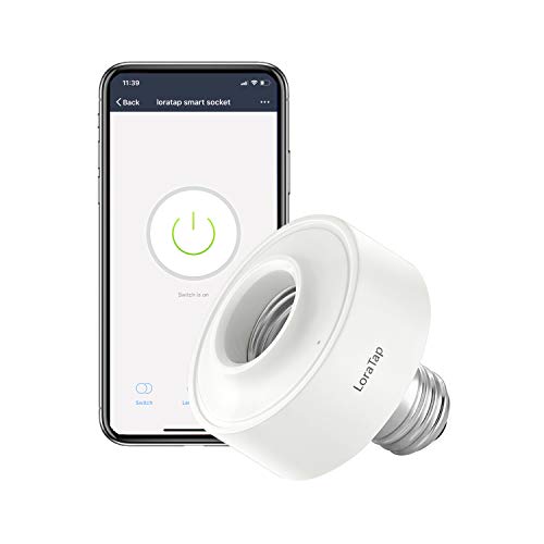 LoraTap Fassung WiFi intelligente E27 Fassung Lampen-Adapter drahtlos Timer für LED-Leuchtmittel Wi-Fi Kompatibel mit Alexa und Google Assistant, App-Steuerung per Telefon von LoraTap