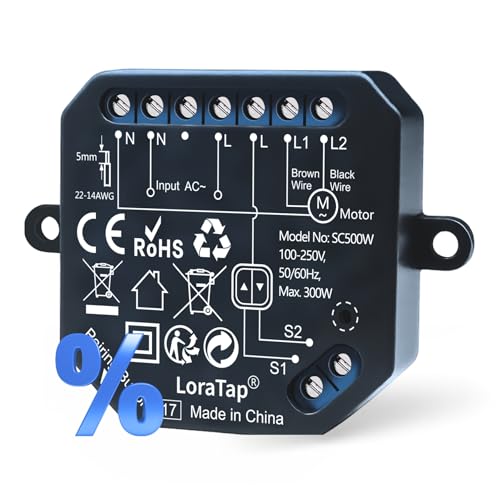 LoraTap WiFi Rollladen-Modul – 0-100% Feinpositionierung, Smart Life & Alexa Sprachsteuerung, für 2-Tasten Wipp-/Taster-Schalter, 2,4 GHz, 47 × 48 × 16 mm, 300 W LoraTap WiFi Rollladen-Modul – 0-100% Feinpositionierung, Smart Life & Alexa Sprachsteuerung, für 2-Tasten Wipp-/Taster-Schalter, 2,4 GHz, 47 × 48 × 16 mm, 300 W von LoraTap