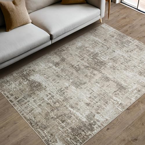 Lord of Rugs Aura Moderner abstrakter Teppich für Wohnzimmer, Schlafzimmer, weicher schimmernder Flor, neutrale Farbtöne, Teppich mit dezentem Glanzbereich (ST11 Beige/Natur, 200 x 290 cm) von Lord of Rugs