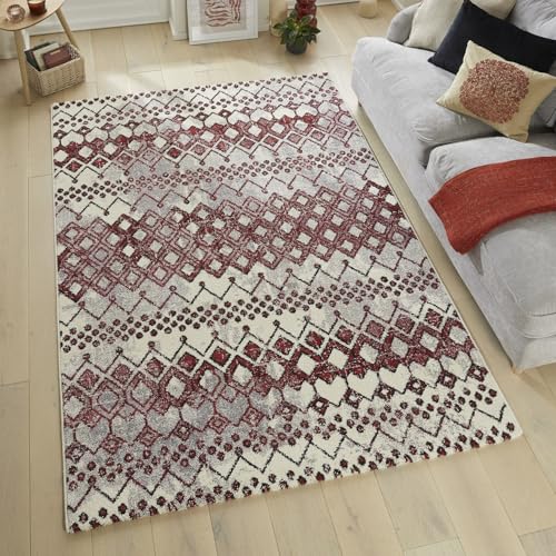 Lord of Rugs Somerset Teppich, moderner, traditioneller, weicher Plüschflorteppich für Wohnzimmer, Schlafzimmer, Flur, leicht zu reinigende Fläche (SOM104 Terrakotta, 120 x 170 cm) von Lord of Rugs