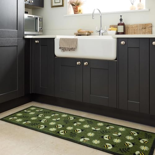 Lord of Rugs Waschbare rutschfeste Matte für Eingangsbereich, Flur, Läufer, Bad oder Küche, leicht zu reinigen, langlebig, saugfähig, schmutzabweisend, Matschmatte, Gänseblümchen, 50 x 150 cm von Lord of Rugs