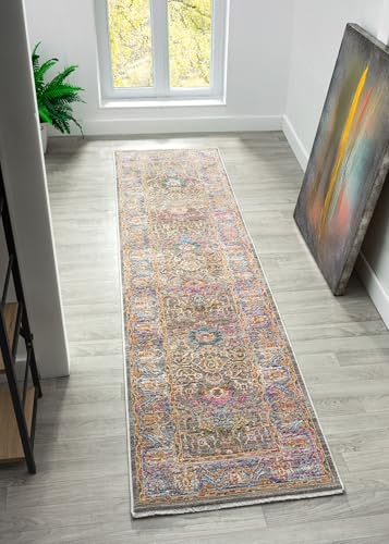 Sojourn Teppich Modern Traditionelles Vintage Design Kurzflor Teppich für Wohn- & Esszimmer Flur Mehrfarbig Teppiche (Berg, 60 x 240 cm (2'8')) von Lord of Rugs