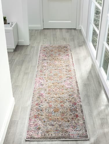 Sojourn Teppich Modern Traditionelles Vintage Design Kurzflor Teppich für Wohn- & Esszimmer Flur Mehrfarbig Teppiche (Jebel, 60 x 240 cm) von Lord of Rugs