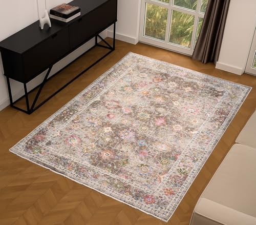 Sojourn Teppich Modern Traditionelles Vintage Design Kurzflor Teppich für Wohn- & Esszimmer Flur Mehrfarbig Teppiche (Knoll, 120 x 170 cm) von Lord of Rugs